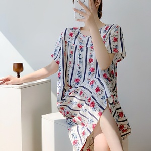 Nuova <span class=keywords><strong>Camicia</strong></span> <span class=keywords><strong>da</strong></span> <span class=keywords><strong>Notte</strong></span> Comoda in <span class=keywords><strong>Viscosa</strong></span> per Donna, Vestito Estivo Sottile con Stampa alla Moda, Maniche Corte e Collo Tondo, Abbigliamento <span class=keywords><strong>da</strong></span> Casa - Product Image 3