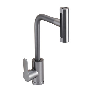 Stainless Steel Kitchen Faucet Single Handle 360 Degree Rotate Deck Mounted Modern Style Ceramic Valve Core - Product Image 1