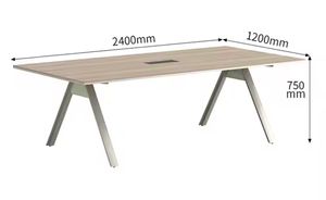 저장 공간이없는 나무 6 인용 직사각형 회의 테이블 - Product Image 3