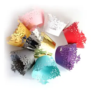 Amazon Hot sale baking cupcake wrapper wedding laser hollow out styles cupcake wrapper wholesale