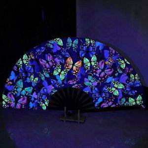 Abanico Plegable de Bambú Grande de 13 Pulgadas con Impresión Personalizada y Luz UV Holográfica, Accesorio para Fiestas y Festivales, Ideal para Regalo - Product Image 2