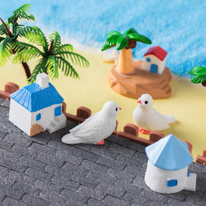 Venta caliente isla paloma Villa casa árbol <span class=keywords><strong>de</strong></span> <span class=keywords><strong>coco</strong></span> playa placa paisaje Mini artesanías <span class=keywords><strong>de</strong></span> resina para jardín hogar bonsái Decoración - Product Image 4