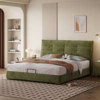Cadre de lit rembourré de style Mid-Century Modern avec tête de lit à cannelures pour chambres Queen et King