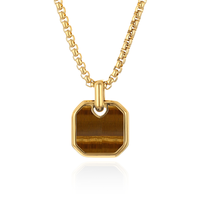 Collier pendentif carré en acier inoxydable Offre Spéciale avec pierre naturelle colorée plaqué or argent or pour les fêtes chaîne incluse