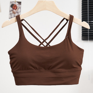 Vêtements de sport sans couture pour Pilates, course à pied, yoga, fitness, soutien-gorge de sport croisé pour femme - Product Image 3