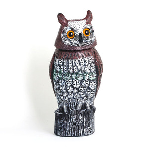 Statue de hibou Haierc Hibou solaire épouvantail dissuasif avec des yeux rouges effrayer les oiseaux pour la cour oiseau effrayer le hibou - Product Image 2