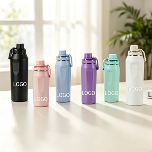 450ml 600ml 800ml 1000ml <b>Sport</b> Water <b>Bottle</b> With Transparent Lid 304 Stainless Steel Portable Vacuum Flask Custom Logo - Product Image 1