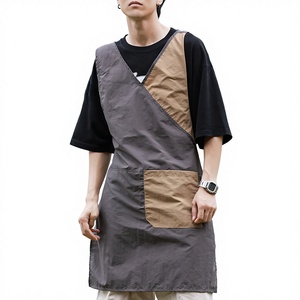 Tablier sans manches avec logo imprimé, design color block, poche avant pour salon de coiffure, salon de thé, usage domestique - Taille adulte - Product Image 1