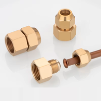 Tabung adaptor pengukur tekanan tinggi Fitting Flare kuningan benang perempuan untuk perawatan permukaan halus hidrolik HVAC/
