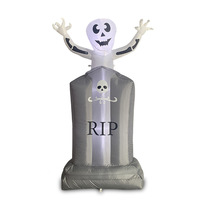 Sculpture gonflable squelette d'Halloween de 1,8 mètre avec pierre tombale RIP et éclairage LED, décoration d'ambiance d'horreur pour cour