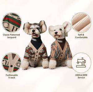FNJIA Maglione Personalizzato per Animali Domestici, Abbigliamento per Cani e <span class=keywords><strong>Conigli</strong></span>, Cardigan Bianco Lavorato a Maglia con Bottoni e Scollo a V - Product Image 4