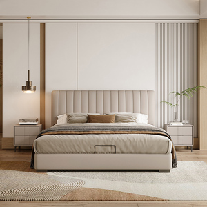 Modern Luxury Furniture Bedroom King&<b>Queen</b> <b>Size</b> Upholstered <b>Bed</b> Anti-Scratch Leather High Density Sponge Solid Wood Soft - Product Image 2