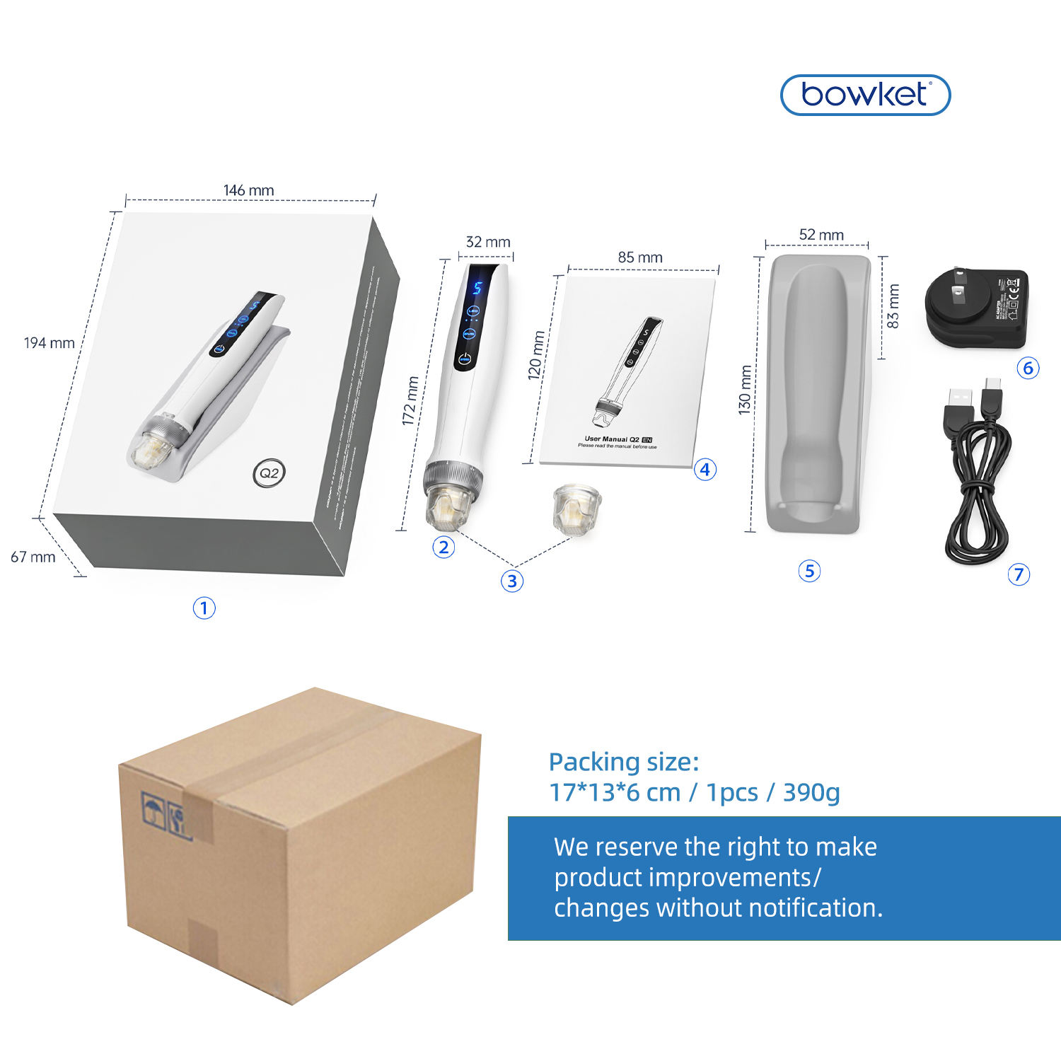 ORANGLES BOWKET Bio Pen Q2 Advanced Microneedling Derma Pen | 2024 New 3-in-1 Wireless Beauty Device with EMS & LED – orangles Qatar - elegant presentation - exhibiting components - Image 6 of 6 | ideal for home | Discount on BOWKET Bio Pen Q2 Advanced Microneedling Derma Pen | 2024 New 3-in-1 Wireless Beauty Device with EMS & LED – orangles Qatar Virginia | Free Shipping ORANGLES