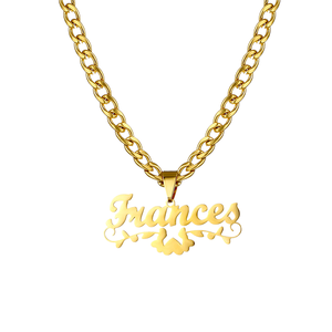 Collana con nome personalizzato in oro 18 carati, a forma di lettera, in acciaio inossidabile anti-ossidazione, con ciondolo a targhetta e catena cubana spessa - Product Image 2