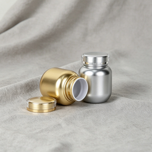 Gold Silver PET Medicine Bottle Frosted Cylindrical Pill <b>Container</b> Screw Cap <b>Tablet</b> Packaging - Product Image 3