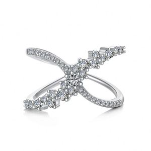 Dylam Trending Minimalist Design Rhodium 18K Gold Plated Diamond 5A Zirconia <b>Cross</b> Infinity Eternity Wedding Band <b>Rings</b> - Product Image 1