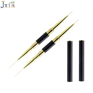 Jiexia Schwarz Metall Griff Gold Aderendhülsen Doppel Seiten UV Gel Liner Pinsel für Nägel