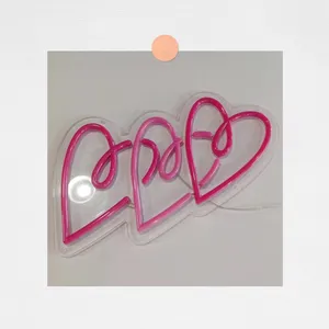 THERE HEARTS Decor Neon Sign Ready to Ship Charming Pink Red Color 50 12 Event Decoration Small Metal Letters Neon Light 50000