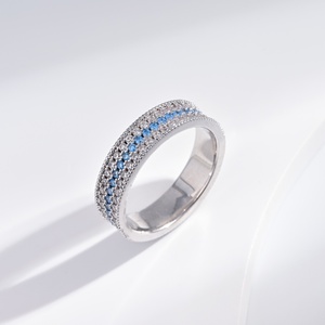 custom plata 925 sterling Silver Blue And White stone <b>ring</b> luxury hip hop promise wedding engagement chunky zircon <b>finger</b> <b>rings</b> - Product Image 1