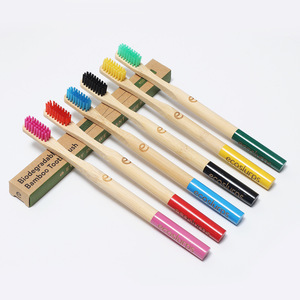 adultes tige ronde couleur maison hôtel écologique biodégradable naturel brosse à <span class=keywords><strong>dents</strong></span> bambou - Product Image 2