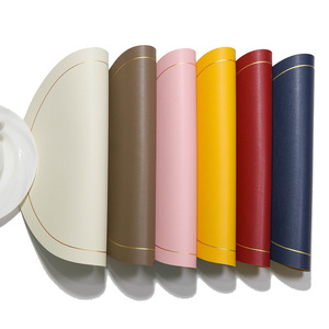 Wholesale Eco-friendly Luxury American-style Wedding Two-color <strong>Circle</strong> PU Leather Mats Washable Coaster <strong>Placemat</strong> for Kitchen - Product Image 2