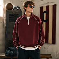 Sweat-shirt en coton personnalisé pour homme, col montant, demi-zip, style vintage, vêtements de sport, fabricant OEM