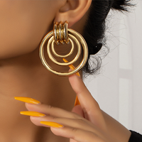 Grandes boucles d'oreilles Vintage en métal torsadé pour femmes, couleur or, breloque Sexy, déclaration spirale tourbillon bijoux vente en gros