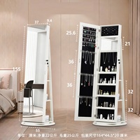 Miroir sur pied blanc à LED rotatif à 360 degrés pour maquillage, beauté, coiffure et bijoux, grande capacité