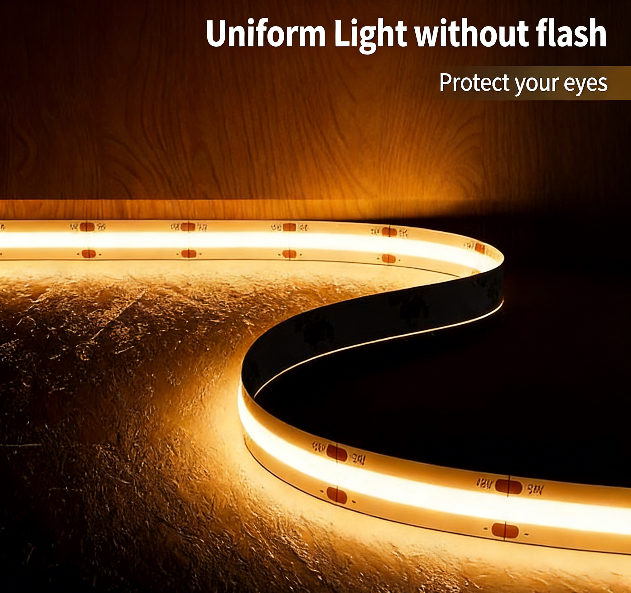 24V COB LED Strip Lights 5M 384LEDs/M High Density Bright Uniform Indoor Adhesive LED Tape Light for Bedroom Living Room Office