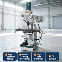 Machine de fraisage et de perçage combinée économique WELLON ZX7550V avec axe Z motorisé en option et affichage numérique 3 axes (DRO) 380V, usage moyen