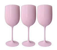 Vente en gros OEM 480ml / 16oz Verre à champagne en acrylique incassable Verre à vin rouge en plastique rose Verres à gobelet SANS BPA