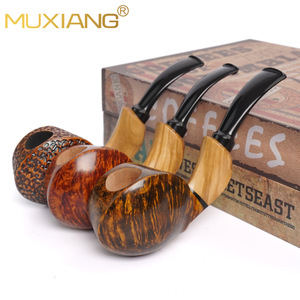 MUXIANG Briarwood Smoking Pipe Bent Type 3mm Filter Tobacco Pipe Men's Gift Set - Product Image 1