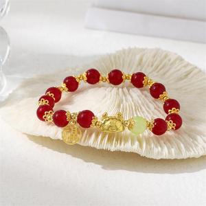 Chinese Style Dragon Year <b>Bracelet</b> For Women <b>Red</b> Jade Animal Zodiac Charm Jewelry Everyday Wear - Product Image 1