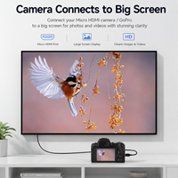 Câble Micro HDMI vers HDMI Biaze 4K 60Hz Bidirectionnel Haute Vitesse Tressé Plaqué Or 2M pour Appareil Photo Moniteur TV