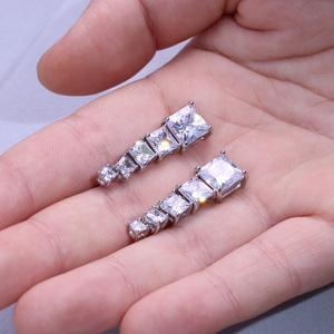 Caoshi <strong>Pretty</strong> Silver Plated Wedding <strong>Earrings</strong> Jewelry Princess Cut Cubic Zirconia Wedding <strong>Earrings</strong> for Brides - Product Image 4