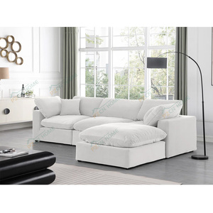 Juego de Sofás Modulares Europeos, Muebles Negros en Forma de <span class=keywords><strong>L</strong></span>, Sofá Seccional Convertible Tipo Nube, Sofá de <span class=keywords><strong>4</strong></span> Plazas, Muebles de Sala de Estar - Product Image 6