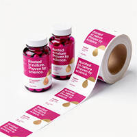 Étiquettes adhésives en rouleau personnalisées de qualité supérieure avec estampage à chaud en feuille d'or brillant, gaufrage et vernis sélectif UV pour bouteilles de vitamines et de compléments alimentaires