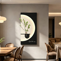 Lampe murale LED moderne de luxe avec texture 3D en grès, peinture décorative avec vase suspendu et plante artificielle pour salon et décoration intérieure