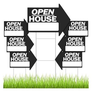 Panneaux de jardin personnalisés en forme de flèche avec piquets en H, en plastique ondulé, pour l'immobilier, les ventes de garage et les anniversaires - Product Image 1