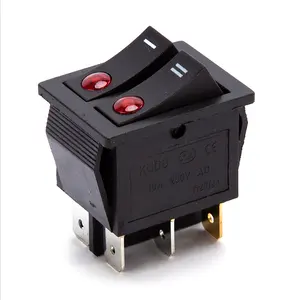 Interruptor basculante con indicador de luz, KCD8-201N 16a 250v DPST 6 Pin, paquete estándar t125