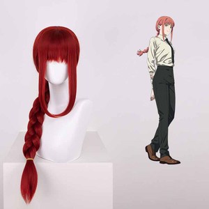 Peluca <span class=keywords><strong>Makima</strong></span> al por mayor de Chainsaw Man, peluca larga trenzada de color rojo vino, resistente al calor, de pelo sintético, para <span class=keywords><strong>cosplay</strong></span>, fiestas y juegos de rol. - Product Image 5