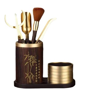 Plum Blossom <b>Tea</b> <b>Set</b> Solid Wood Ebony Copper Kung Fu <b>Tea</b> Utensils Six Gentlemen Afternoon <b>Tea</b> Ceremony Tools Cylinder Shape - Product Image 5