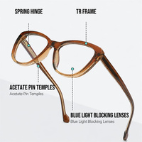Lunettes optiques élégantes et modernes à monture œil de chat en acétate TR, anti-lumière bleue, charnière à ressort, pour usage quotidien