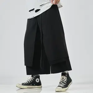 2023 יפני חדש מכנסיים ומכנסיים לגברים רפויים מידות גדולות מכנסיים תשע דקות רגל רחבה לגברים