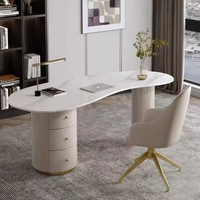 Bureau d'écriture autoportant en pierre de luxe léger avec tiroir, design moderne et épuré pour bureau à domicile, salon de beauté, réception