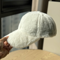 Casquette de baseball en fausse fourrure d'hiver, 6 panneaux, réglable, couleur unie, chapeau chaud à visière courte pour usage décontracté en extérieur