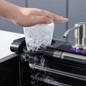 Single Bowl Modern Smart Sinks Stainless Steel Kitchen Sink with Faucet & <b>Cup</b> <b>Washer</b> & Soap Dispenser Full Set Combo Battery - Product Image 6