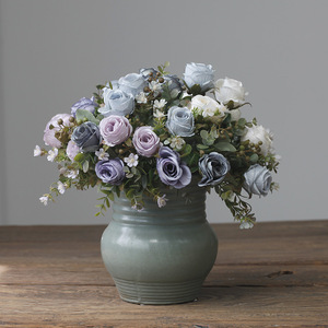 ช่อกุหลาบตูมดอกกุหลาบขนาดเล็ก7สีสำหรับแต่งบ้านช่อดอกไม้ประดิษฐ์ตกแต่งงานแต่งงานสี IJ012ฤดูใบไม้ร่วง - Product Image 3