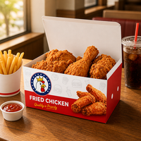 Cajas de Papel Antigrasa Impresas Personalizadas para Pollo Frito, Cajas Desechables para Comida para Llevar, para Restaurantes de Comida Rápida, al por Mayor