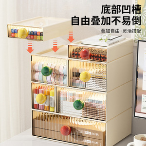 <b>Drawer</b> Style <b>Storage</b> Box With Handles Stackable Office Organizer For Cosmetics Toys Figurines Desktop Use Solid Color Rectangle - Product Image 5